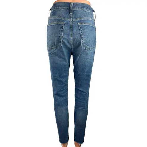 J.Crew  Women's Blue Denim High Rise Raw Hem Slim Leg Ankle Toothpick Jeans Sz 29