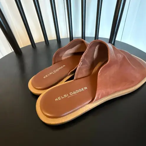 Kelsi Dagger Brooklyn brown leather slide sandals 6