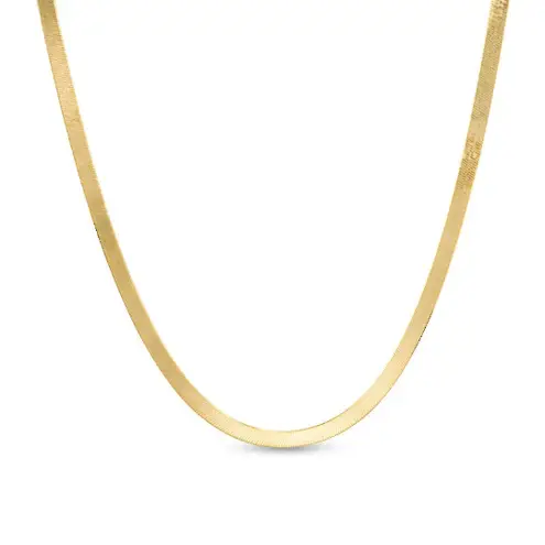 Tehrani Jewelry 14k Solid Gold Herringbone Necklace | Real Gold Herringbone Necklace | 16 inches