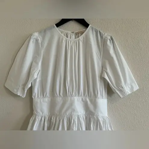 ByTiMo Tuckernuck Medium Blouson Mini Dress White Cotton Poplin Preppy Summer