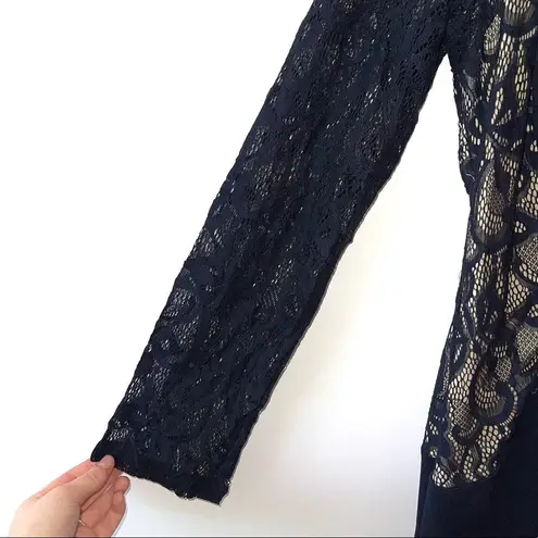 Enfocus Studio Navy & Tan Inset Lace Bodycon Mini Dress