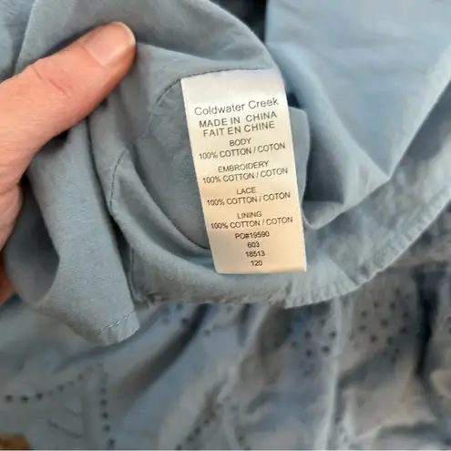 Coldwater Creek slate blue gray crochet eyelet lace cotton midi skirt small