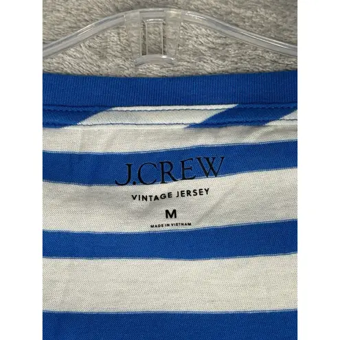 J.Crew  Shirt Womens Medium Blue White Stripe T Shirt Tee Casual Preppy Nautical