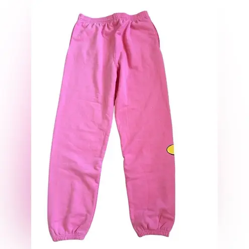 Sami Ryan x Smiley Bright Pink Sweatpants, Size Large, NEW no tags Display