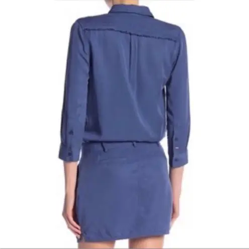 ETIENNE MARCEL Shirtdress Womens Size Small Utility French Girl Minimalist Chic Blue