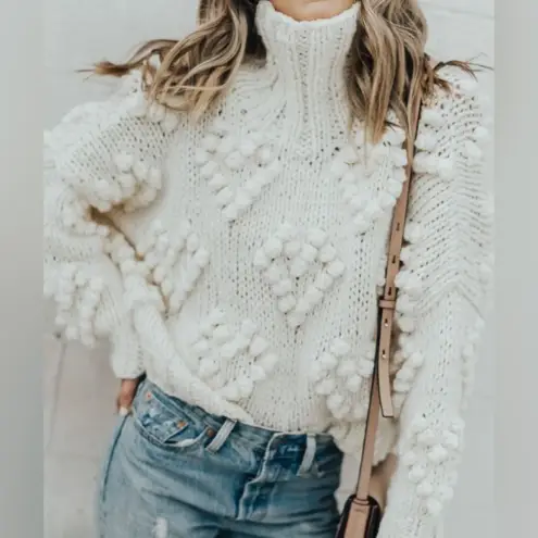 Chicwish ‎ Turtleneck Sweater Chunky cowl neck Knit White Style Size M (No Tag)
