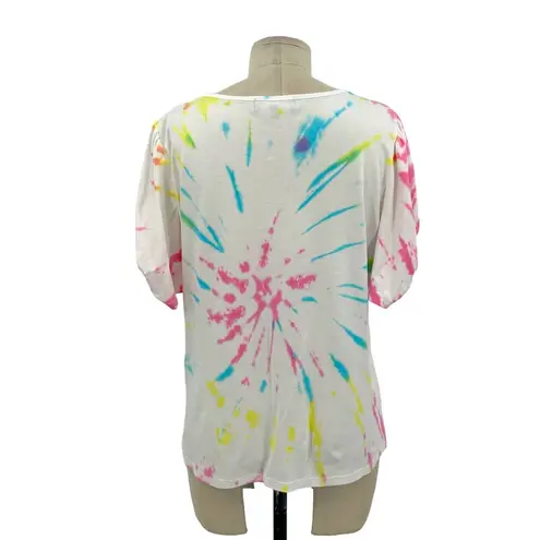 Generation Love  Odessa Tie-Dye Puff-Sleeve T-Shirt White Size Medium