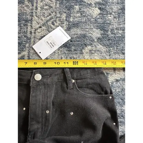 Blue B Collection Black Cropped Jeans Rhinestones Womens Size Large Stretch NEW