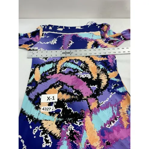 Ali Ro Womans Shift Dress 12 3/4 Sleeve Pullover Knee Length Multicolor Abstract