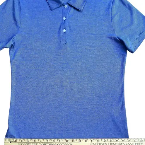 Cutter and Buck Womens Polo Shirt Medium Blue Striped Moisture Wicking DryTec Golf