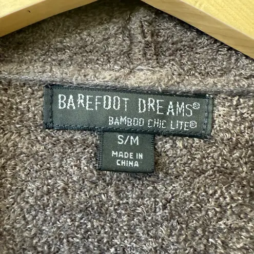 Barefoot Dreams Bamboo Chic Lite Cardigan Sweater Waterfall Drape Taupe S M