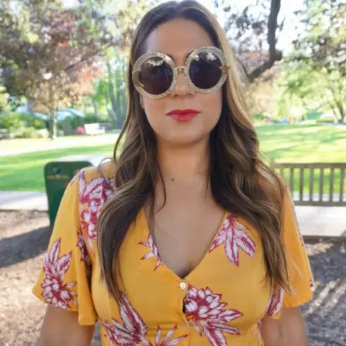 Somedays Lovin women’s Searing Soul yellow floral midi dress XS extra small