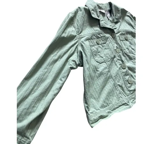 Vintage Bill Blass 90’s Plus Button Front Cropped Jacket Sage Green Size 2X