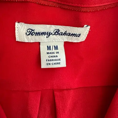 Tommy Bahama  100% Silk Blouse Women’s Medium Red Work Office Holidays Christmas