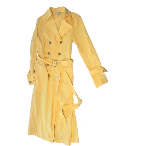 Worth Yellow Long Sleeve Trench Coat Size Small