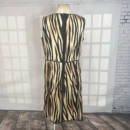 St. John silk tiger print sleeveless a-line dress size 12