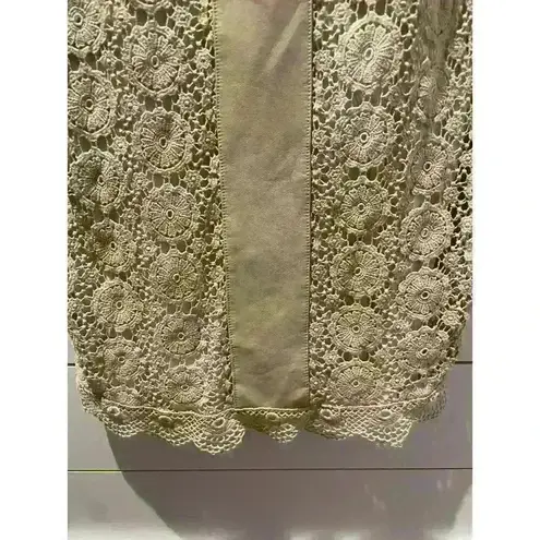 Bailey44 Anthropologie Bailey 44 Tan Lace and Vegan Leather Panel Dress, size small