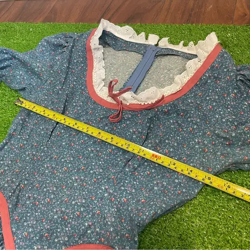 Vintage 70s Victorian Style Handmade Prairie Cottagecore Maxi Dress Modest Blue