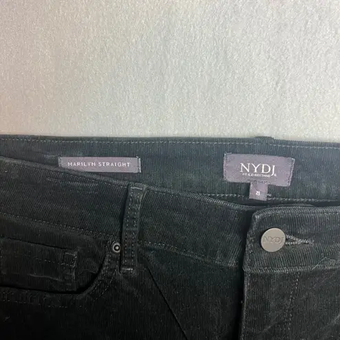 NYDJ  Marilyn Straight Black Corduroy Pants Womens Size 8