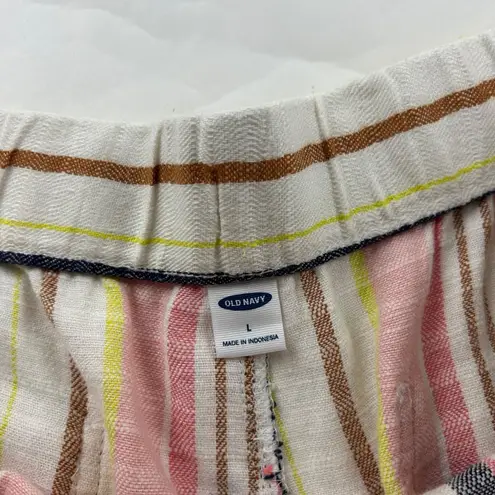 Old Navy  Bright Stripe Linen Blend Wide Leg Lounge Pant L