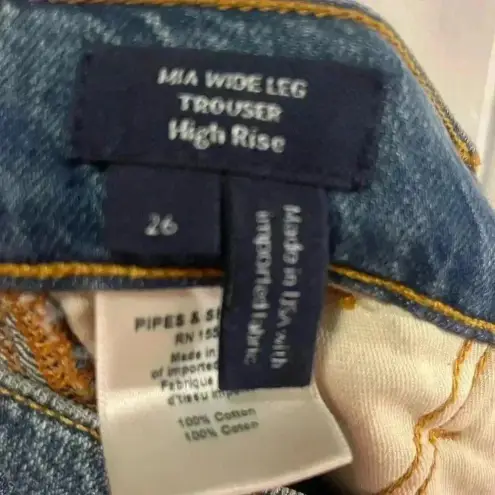 Veronica Beard NWT Mia High Rise Pleated Wide Leg Jeans Vintage Globetrotter 26