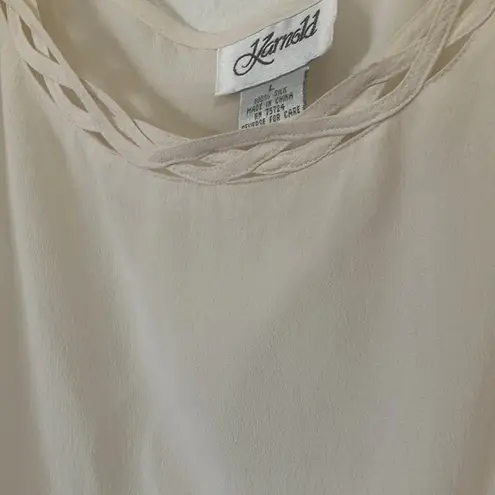 None Silk Cream Tank Top large
