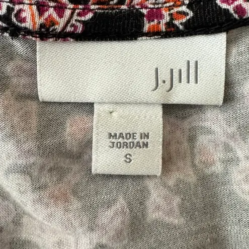 5 for $25| J. Jill Seamed Knit Floral Border Ultra Soft Flowy Maxi Pocket Dress Black