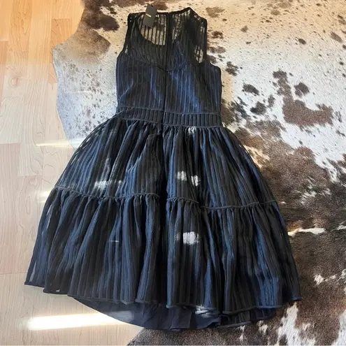 Maje NWT Tulle Rollanga A Line Mini Dress In Black Size 36 Small Mesh Goth Mini