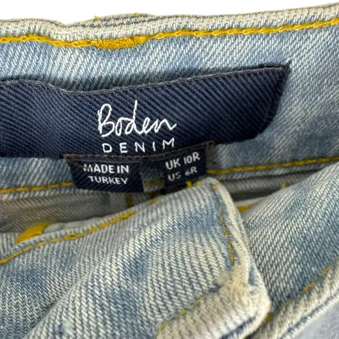 Boden Denim Cotton Light Wash Button Fly Straight Above Knee Jean Skirt Size 6 Blue