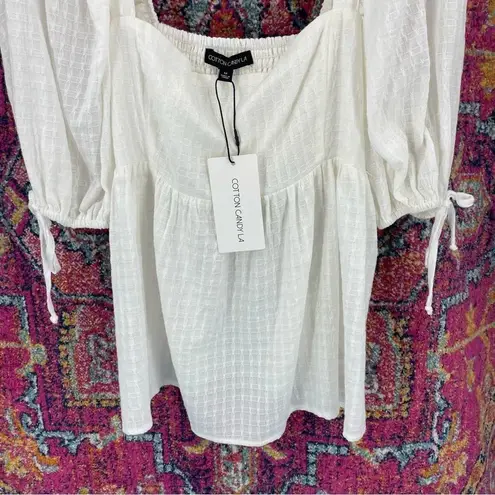 Cotton Candy LA  NWT White Puff Sleeve Peasant Blouse Top