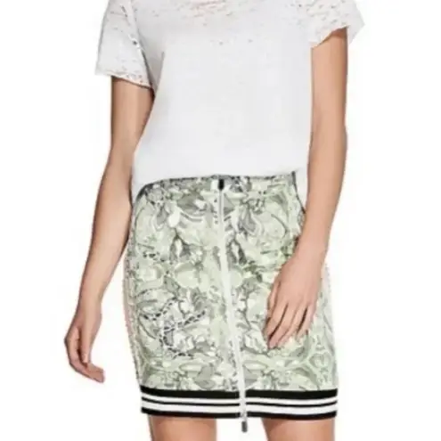 Guess  Reese Snake & Vine Print Front Zipper Stripe Hem Mini Skirt Size 2 XS