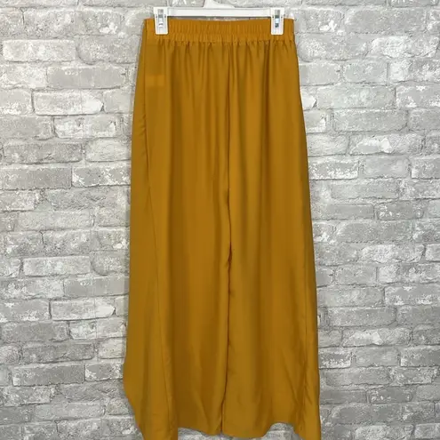 Lulus  Bright and Breezy Marigold Tie-Front Culotte Side Slit Pants