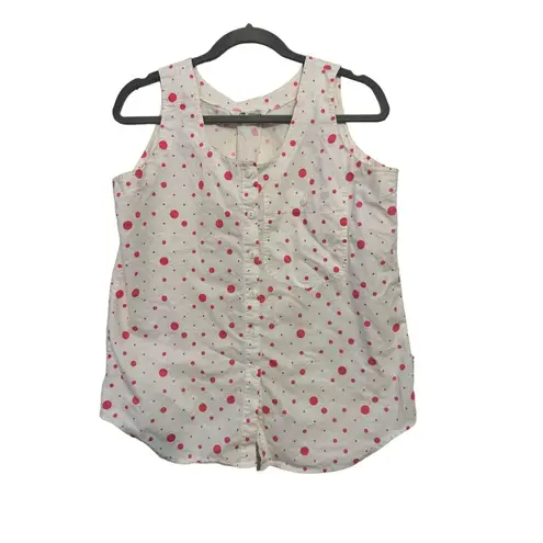 Vintage Mervyn's white and pink polka dot tank blouse M Red Size M