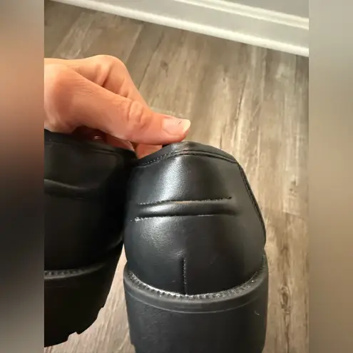 Sincerely Jules Black Loafers Romeo Slip On Shoes Gold Accents Chunky Platform 8