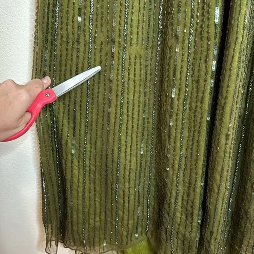 Mac Duggal  Bead Sequin embellished A-Line Gown in olive Green size 8 style 5219