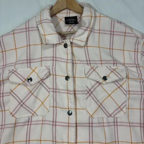 HFX Shacket Womens XXL Pink Plaid Oversized Snap Up Boxy Outdoor Casual Work