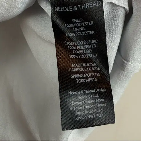 Needle & Thread Top Womens 4 Gray Floral BeadedShort Sleeve Blouse Spring Motif