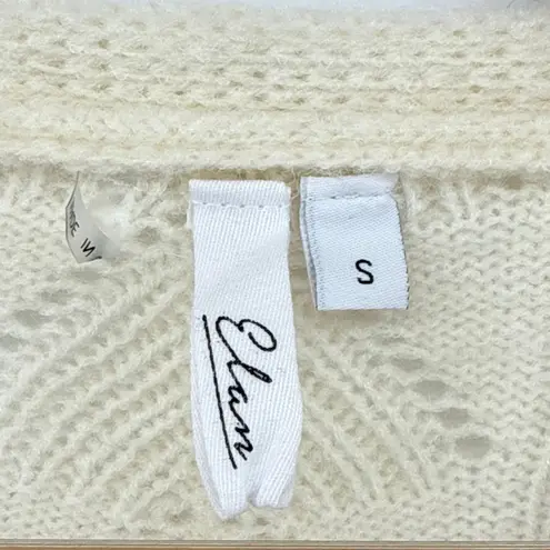 Elan Josalee Button Front Knit Ruffle Cream Cardigan Sweater Small MSRP $160