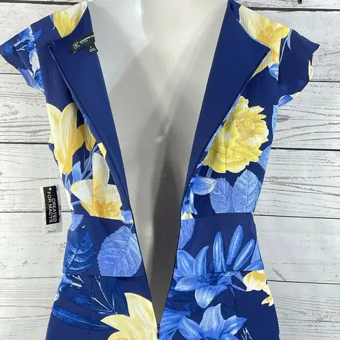 INC SZ 6 Capri Jumpsuit Floral Ruffled Cap Sleeves V