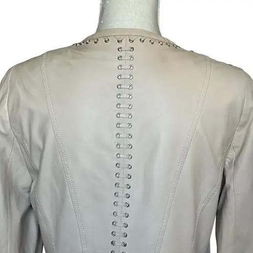 Basler Women’s Lamb Leather Jacket Size 36 Laced Leather Details Eye Hook