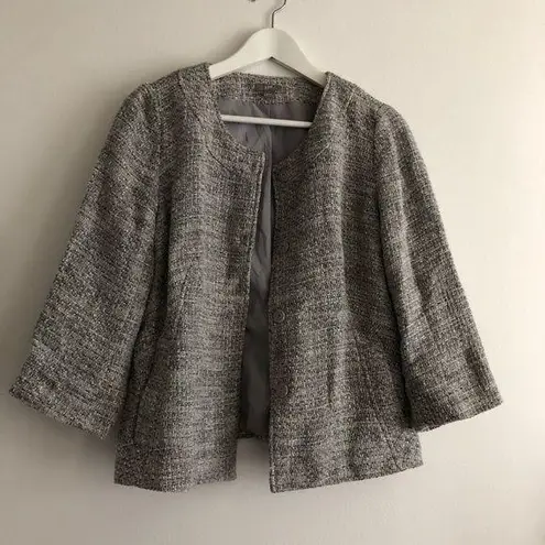 J.Jill ‎ 3/4 sleeve tweed blazer jacket Womens Size S Gray Work