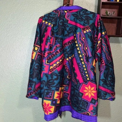 Vintage reversible Abstract funky multicolor nylon 90s bomber windbreaker jacket
