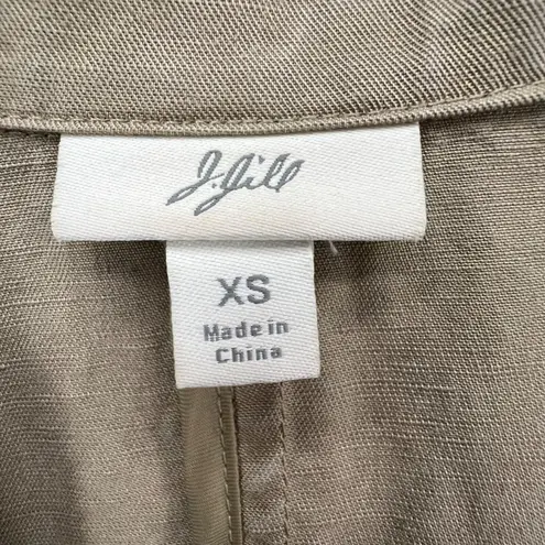 J Jill Blazer Jacket Women XS Tan Tencel Linen Blend Tie Front Coastal Cottage