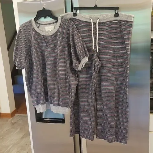 The Great ππ Puff Sleeve Sweatshirt + Wide Leg Cropped Sweatpant Large L NWT