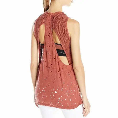 Koral Activewear Chord open back distressed tank top in sandstone size S small