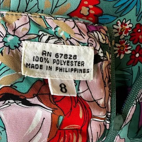 Vintage Jane Schaffhasen Belle France Midi Dress 90s Horse Derby Dog British Green Size 8