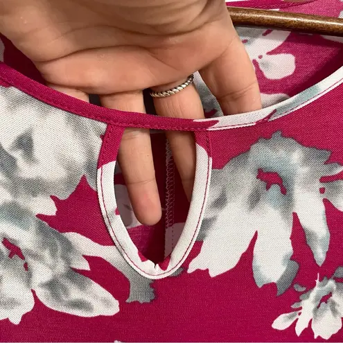 Clara Sun Woo Womens Tunic Top Berry Pink White Asymmetrical Hem Size Small