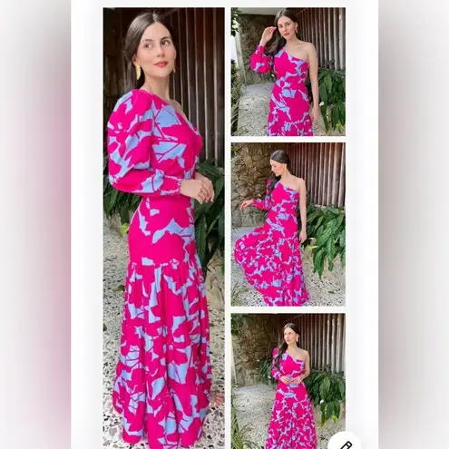 NWT Floral Set Hight Waits Maxi Skirt With One Shoulder Top Sz S Pink