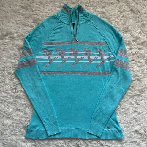 Nils Women's Big Sky Sweater 1/4 Zip Pullover Long Sleeve Blue Silver M Size M