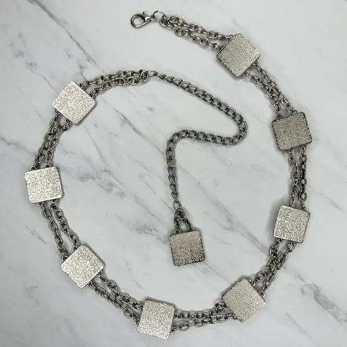 Faux Turquoise Studded Square Silver Chain Link Belt One Size (OS) ✨